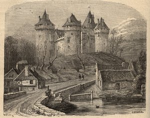 Castello di Combourg - Ille-et-Vilaine Bretagna - incisione in 