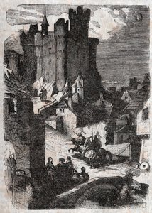 Castello di Marganor - incisione del 1851 da 
