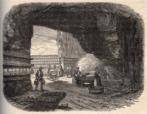Formaggi - cantine di roquefort - incisione in 