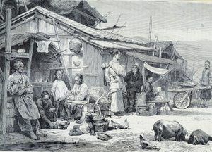 Villaggio di pescatori cinesi in California da Unknown artist