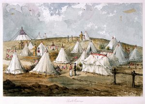 Chobham, Colonnello Hodges, tenda del campo dei Grenadier Guards. La tenda della Regina oltre la collina