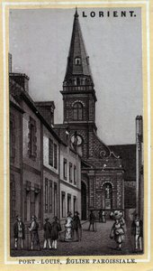 Chiesa parrocchiale di Port Louis, Morbihan, Bretagna. Cromolitografia della fine del XIX secolo da Unknown artist