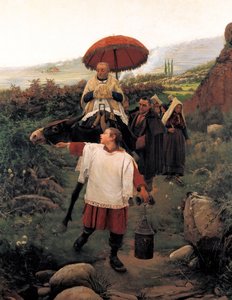 Combregar a Muntanya. Corteo religioso in montagna. Dipinto di Mariano Vayreda Vila (1853-1903). Spagna, Olot. Museo Regionale della Garrotxa. da Unknown artist