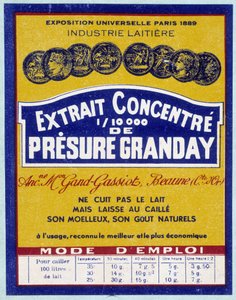 Etichetta di estratto concentrato di Presure Granday, fine XIX secolo