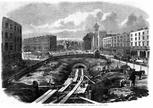Costruzione della metropolitana di Londra nel 1850: lavori a King Cross