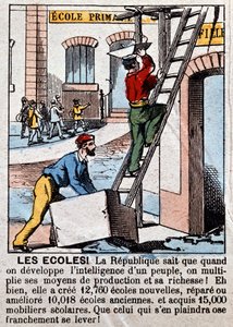 Costruzione di scuole da parte dei lavoratori - in "Le Figaro", marzo 1889 da Unknown artist