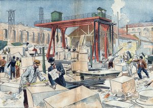 Costruzione del Grand Palais, a Parigi nel 1898, in occasione dell