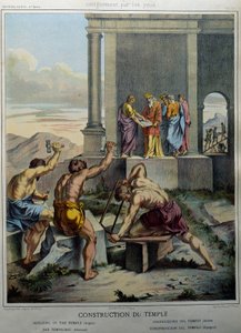 Costruzione del Tempio di Salomone - in "Holy History", ed. Hachette da Unknown artist