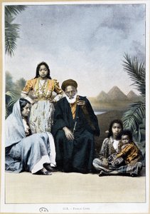 Famiglia copta in Egitto - fotochrome, fine XIX secolo da Unknown artist
