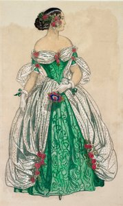 Costume (abito lungo verde con vele bianche), per il balletto "Le farfalle".