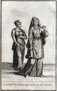 Costume delle dame greche nel IV secolo. Incisione in 