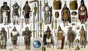 Costumi, armature e armi dei guerrieri barbari da Unknown artist