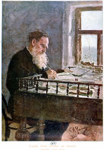 Conte Tolstoj che scrive - acquerello dal vero