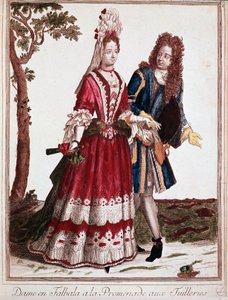 Coppia che cammina nel Giardino delle Tuileries, Parigi (incisione) da Unknown artist