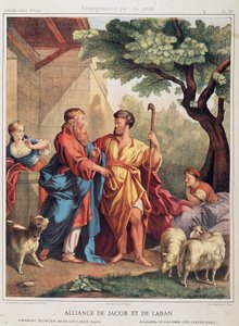Patto di Giacobbe e Labano in "Holy History", ed. Hachette da Unknown artist
