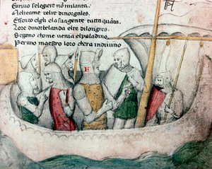 Crociati su una barca. Illustrazione per il poema toscano 