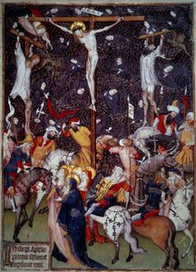 Crocifissione. Angeli neri volano intorno ai corpi dei condannati da Unknown artist
