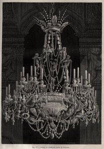 Lampadario di cristallo dalla fabbrica di Baccarat - incisione in 