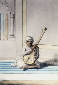 Musicista che suona il Thambourah (Tamboura), strumento tradizionale dell