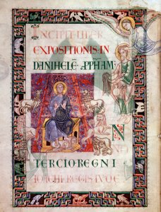 Daniele nella fossa dei leoni salvato dal profeta Abacuc. Miniatura tratta dal manoscritto "Storia antica fino a Cesare", di San Giovanni d