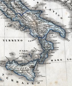 Dettaglio di una mappa geografica che rappresenta l
