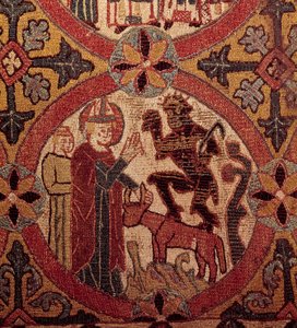 Dettaglio di un ricamo raffigurante la Tentazione di San Martino. Arazzo islandese. 1390-1403. Parigi, Museo Nazionale del Medioevo, Thermes de Cluny da Unknown artist