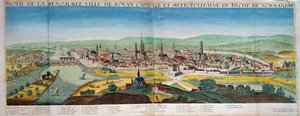 Veduta dettagliata della città di Rouen in Normandia