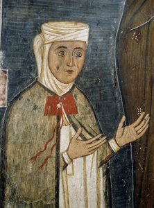 Pia Saramalyna Anastasia in abiti del XIV secolo, affresco nella chiesa bizantina di Nostra Signora di Asinou (XII secolo) (Lista del Patrimonio Mondiale dell