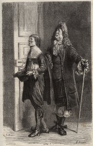 Diafoirus padre e figlio - incisione per “Il malato immaginario” di Jean Baptiste Poquelin detto Molière (1622-1673)