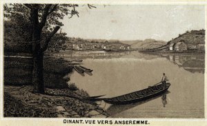 Cena, vista verso Anseremme, e fiume Lesse, Regione Vallona del Belgio. Cromolitografia della fine del XIX secolo da Unknown artist