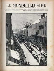Disastro del pozzo Sainte Eugenie - Il funerale delle vittime del disastro di Montceau-les-Mines in Borgogna - Incisione in "Le monde illustré" del 1895 da Unknown artist