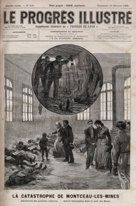 Disastro del pozzo Sainte Eugenie o disastro di Montceau-les-Mines in Borgogna nel 1895 - incisione in "Le Progrès illustré" del 1895 da Unknown artist