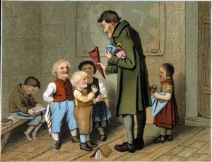 Distribuzione dei premi a scuola - cromolitografia, fine XIX secolo da Unknown artist