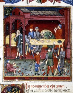 Distribuzione di pane e scarpe ai vecchi e ai poveri. 1422 da Unknown artist