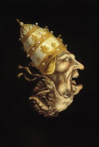Doppio ritratto con papa e diavolo (immagine invertita) da Unknown
