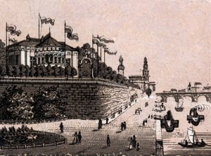 Dresda, Germania: vista del Belvedere in "Il mondo illustra 168 vedute" da Unknown artist