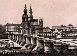 Dresda, Germania: vista del Ponte Augusto a Dresda da Unknown artist