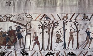Il Duca Guglielmo ordinò la costruzione di navi, gli alberi furono abbattuti - Arazzo di Bayeux, noto come Ricamo della Regina Matilde da Unknown artist