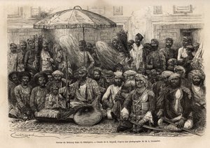 Durbar del Maharaja Rana, del regno di Dholepore (Rajasthan), incisione per illustrare l