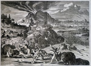 Terremoto a Tokyo nel 1650 - incisione da Unknown artist