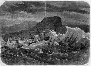 Terremoto del Perù: tsunami che sommerge la città di Arica nel settembre 1869 - Incisione in "Le Journal Illustré"