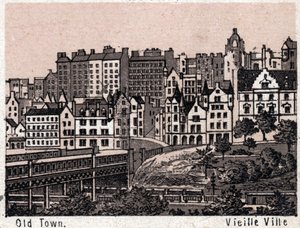 Edimburgo, Scozia: vista della Città Vecchia di Edimburgo. in "Il mondo illustrato 168 vedute". Non datato (fine XIX secolo) da Unknown artist
