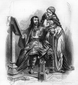 Eginardo (Einhard, Einhart, Einard, 775-840) storico del periodo carolingio con Emma (Imma) sua moglie. da Unknown artist