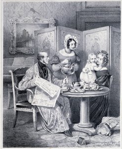 Coppia inglese che prende il tè - XIX secolo da Unknown artist