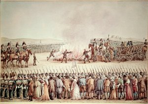 Merci inglesi bruciate per ordine di Napoleone I durante il blocco continentale del 1806 da Unknown artist