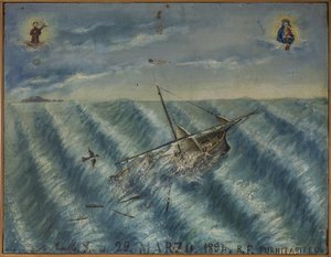 Ex-voto marinaio, offerta popolare come pegno di devozione e gratitudine del marinaio sopravvissuto ai pericoli del mare proveniente dalla Chiesa del Carmine, Torre del Greco, vicino a Napoli, 29/03/1894 Italia da Unknown artist