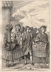 Spedizione intorno al mondo (1785-1788) di Jean François Galaup de La Pérouse (1741-1788): costumi degli abitanti di Concepción (Cile) - illustrazione tratta da 
