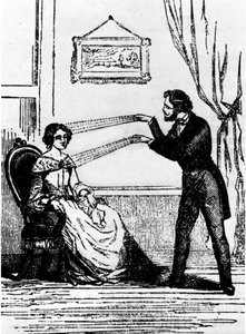 Esperienza di ipnosi. Incisione del 1890 da Unknown artist