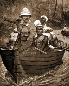 Esplorazione di Sir Henry Morton Stanley (1841-1904), esploratore britannico, a bordo della “Lady Alice”. da Unknown artist