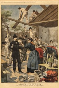 Espulsione e elemento della caserma allestita nella zona militare alla porta di Gentilly. Illustrazione in “Le petit journal” 23/06/1895